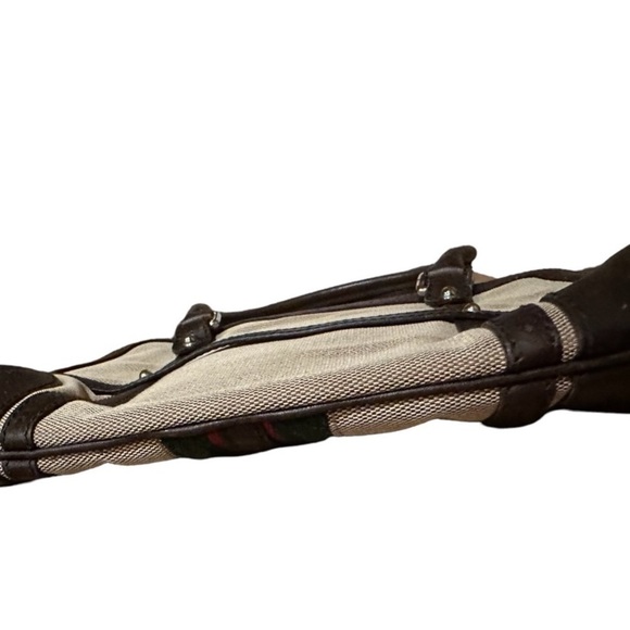 GUCCI BROWN CANVAS WEB REINS SHOULDER BAG - Picture 5 of 12